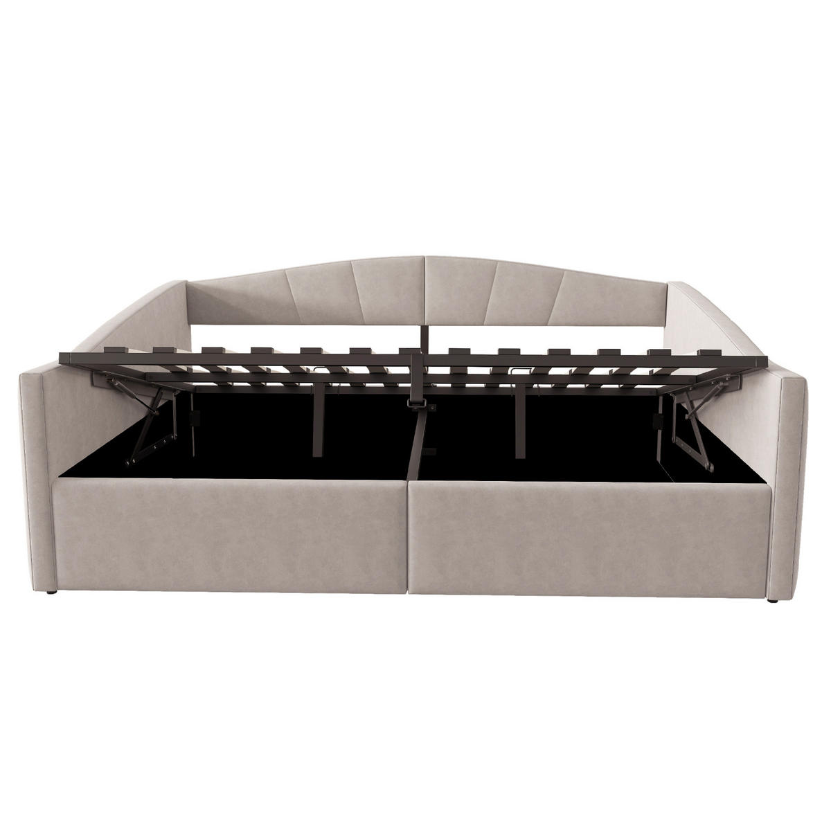 POLSTERBETT Schlafsofa 140/200 cm mit hydraulischem Bettkasten, Lattenrost, Armlehnen und Samtbezug, Hellgrau - Hellgrau, Leder (140/200cm) - Redom