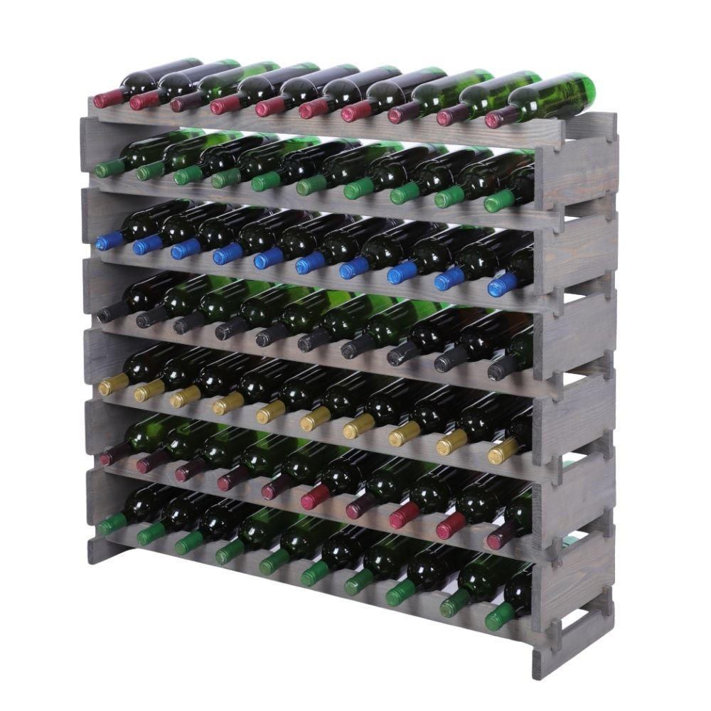 WEINREGAL VINOTECA FLEX PRO HxBxT 93x103x28cm 70 Flaschen auf 7 Ebene Grau - Grau, Holz (103/93/28cm) - PROREGAL