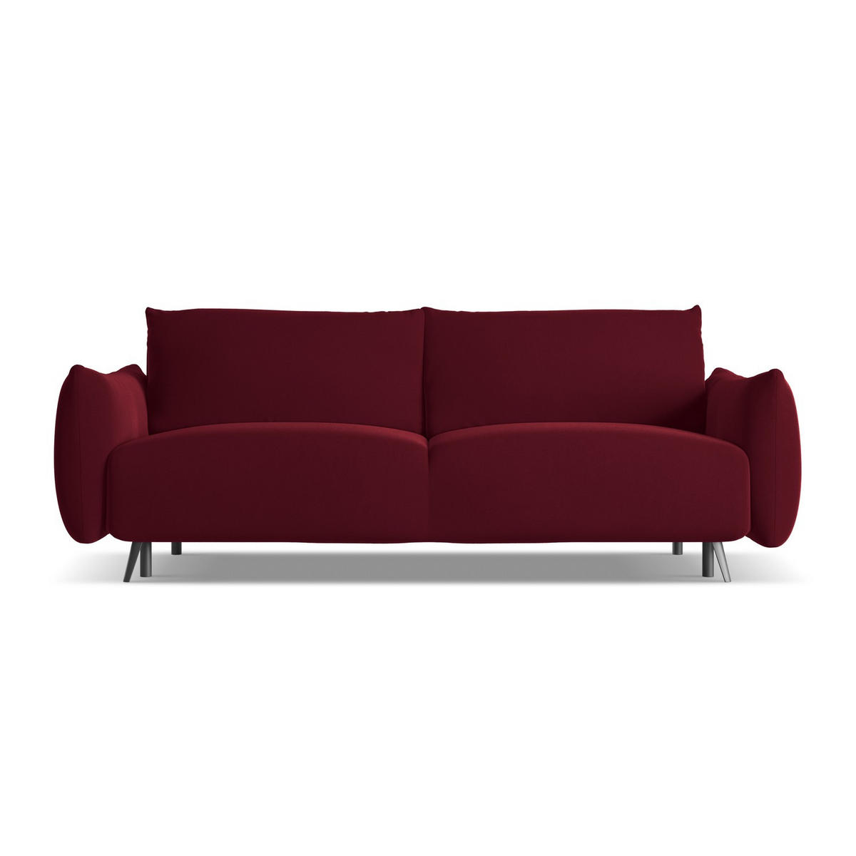 3-SITZER SOFA mit Schlaffunktion Samt Stoff Rot - Bordeaux/Rot, Textil/Metall (230/86/105cm) - LaMiaSofa