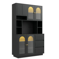 BUFFET DE-37600 106/30/175 cm mit LED-Beleuchtung Schwarz - Schwarz, Holzwerkstoff (106/175/30cm) - ComfortXL