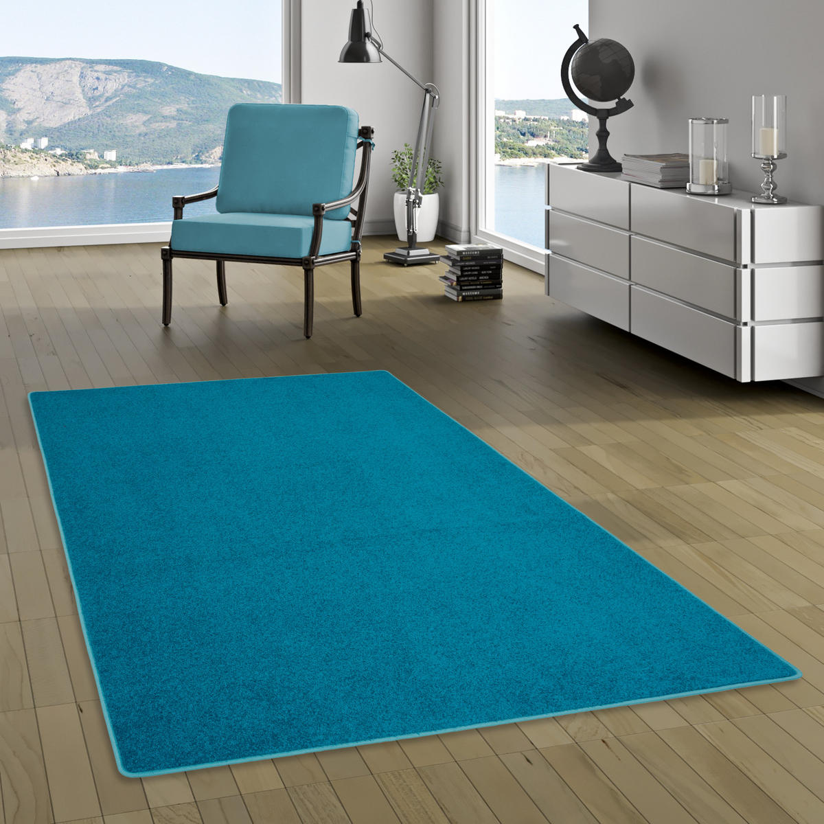 TREND VELOURS TEPPICH JOY - Petrol, Textil (80/400cm) - Snapstyle