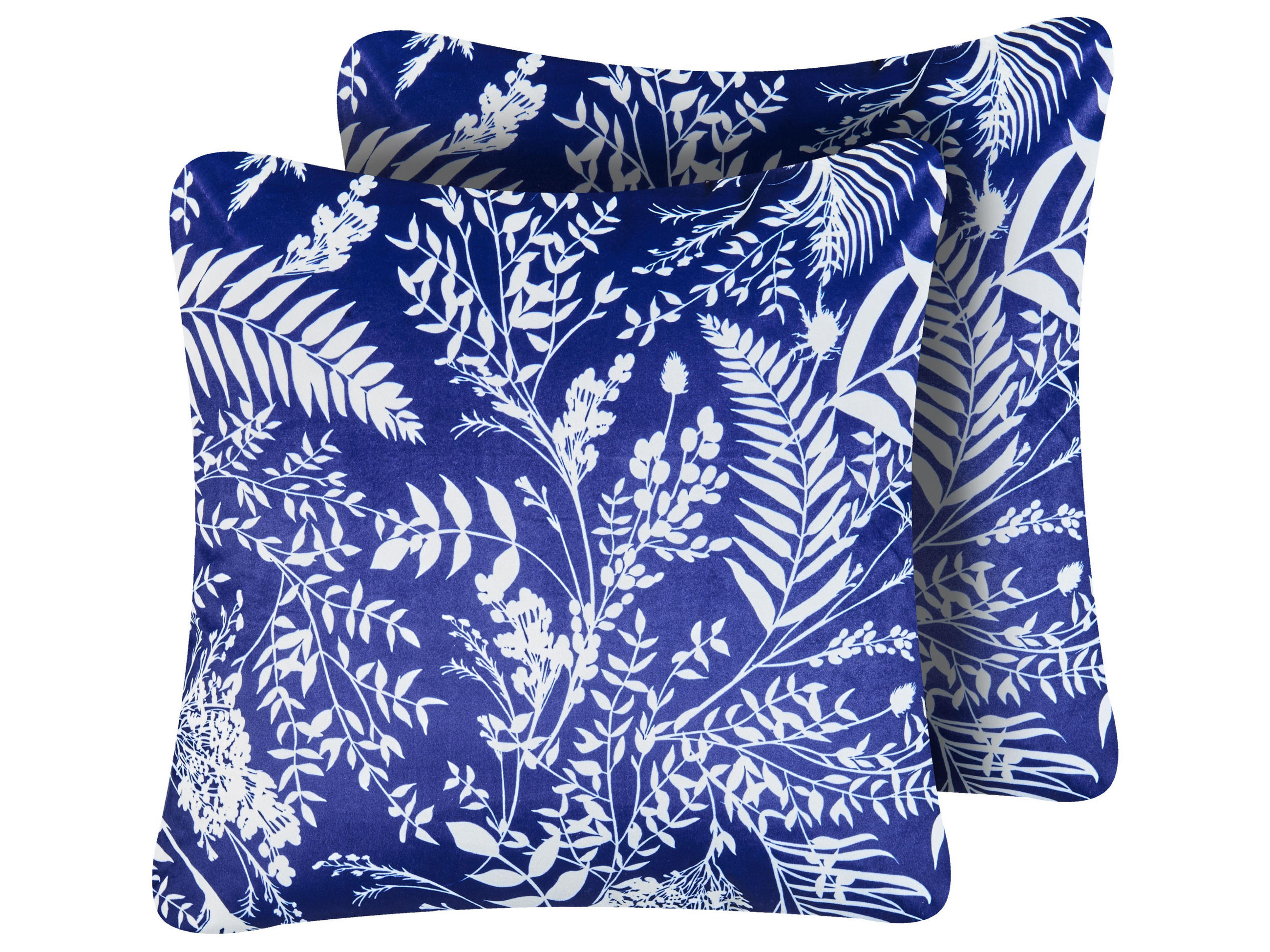 GARTENKISSEN 2er-Set Marineblau 45/45 cm Glimmer - Blau/Weiß, Textil (45/12/45cm) - Beliani
