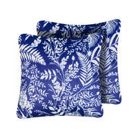 GARTENKISSEN 2er-Set Marineblau 45/45 cm Glimmer - Blau/Weiß, Textil (45/12/45cm) - Beliani