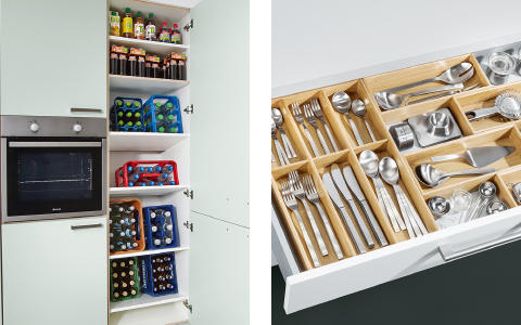 Novel Küchen Barinka Grün Grau Ofen Bestecklade