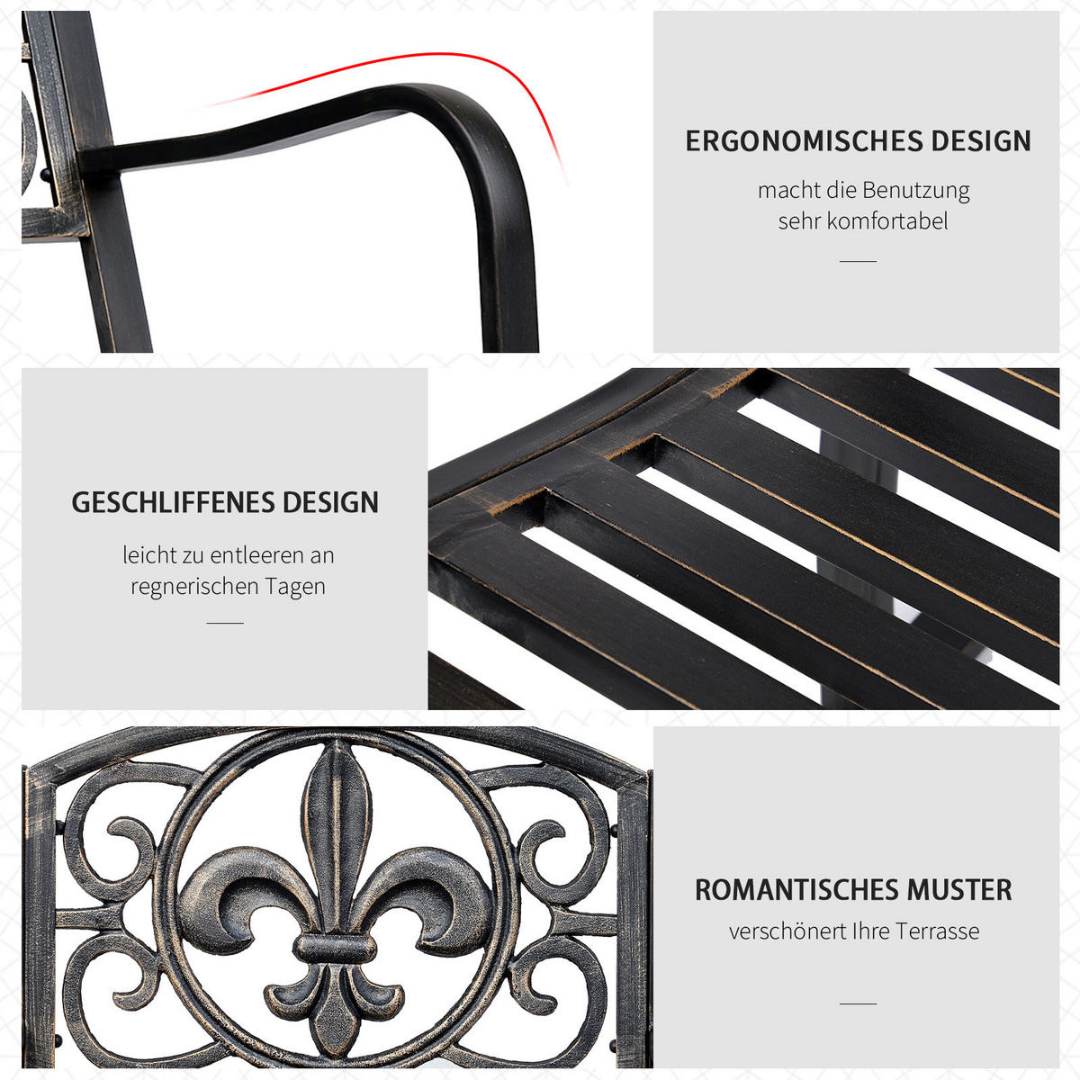 SCHAUKELSTUHL, Metall, Bronze, B60 x T73 x H85cm - Bronzefarben, Metall (73/85/60cm) - Outsunny