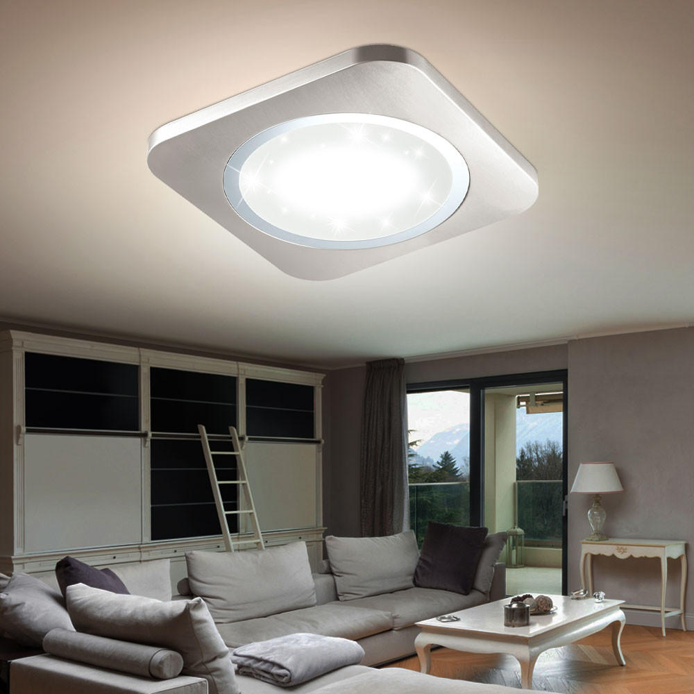 LED DECKENSPOT Kristalleffekt Silber Stahl - Silberfarben, Metall (51/51/4cm)