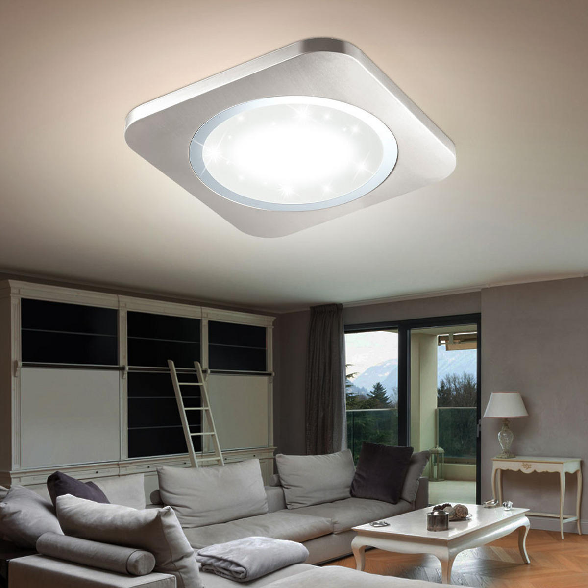 LED DECKENSPOT Kristalleffekt Silber Stahl - Silberfarben, Metall (51/51/4cm)