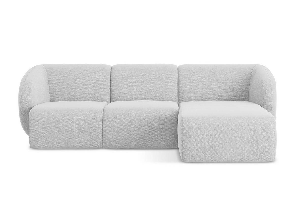 ECKSOFA Rechts Bouclé Stoff Grau - Silberfarben/Schwarz, Holzwerkstoff/Kunststoff (248/166cm) - Makamii