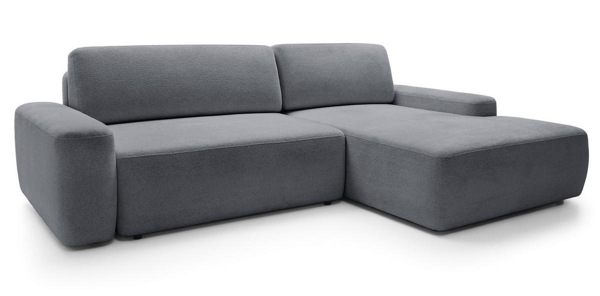 ECKCOUCH mit Schlaffunktion Orea M, 265 cm, Bettkasten, Rechts, Dunkelgrau - Dunkelgrau, Holz (162/264cm) - Emporius
