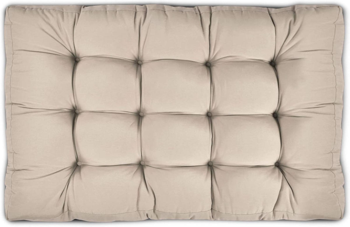 PALETTENKISSEN ECO Style Sitz 120x80x15cm Natur + Rücken (2tlg) - Beige, Textil (80/15/120cm) - Beautissu 