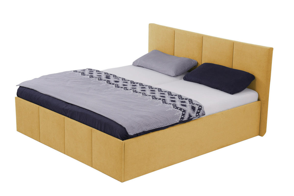 POLSTERBETT Dalas Gold 200 x 200 x 40 cm Stauraum Mit hochwertiger Matratze H2 (bis 100 kg) und Lattenrost - Goldfarben, Holz (200/200cm) - Halmon Schlafkomfort Betten 