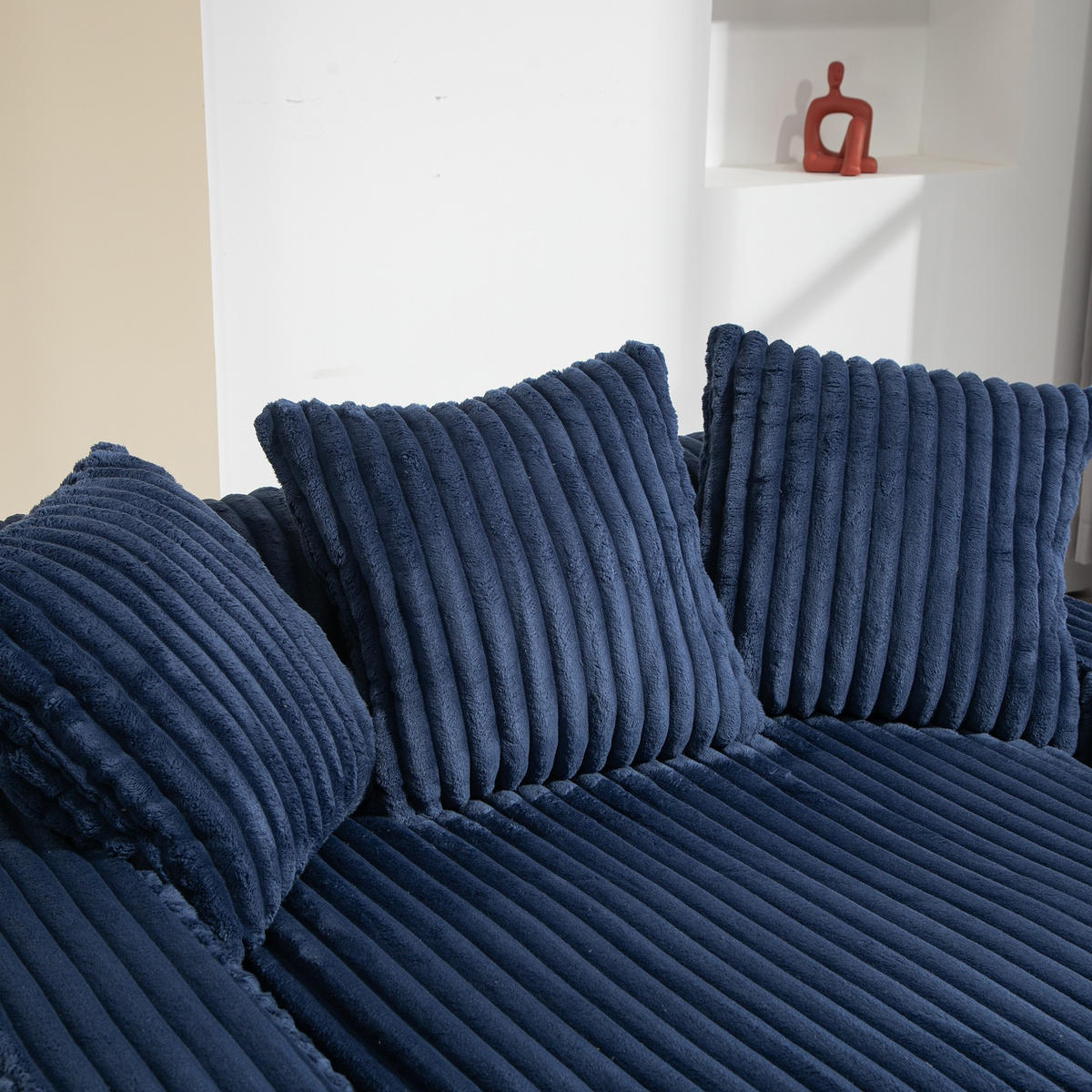 SCHLAFSOFA Relaxliege mit 3 Zierkissen,Lounge Sofa,Polstersofa,Cord,Blau - Blau, Textil (125/63/155cm) - LVHOM