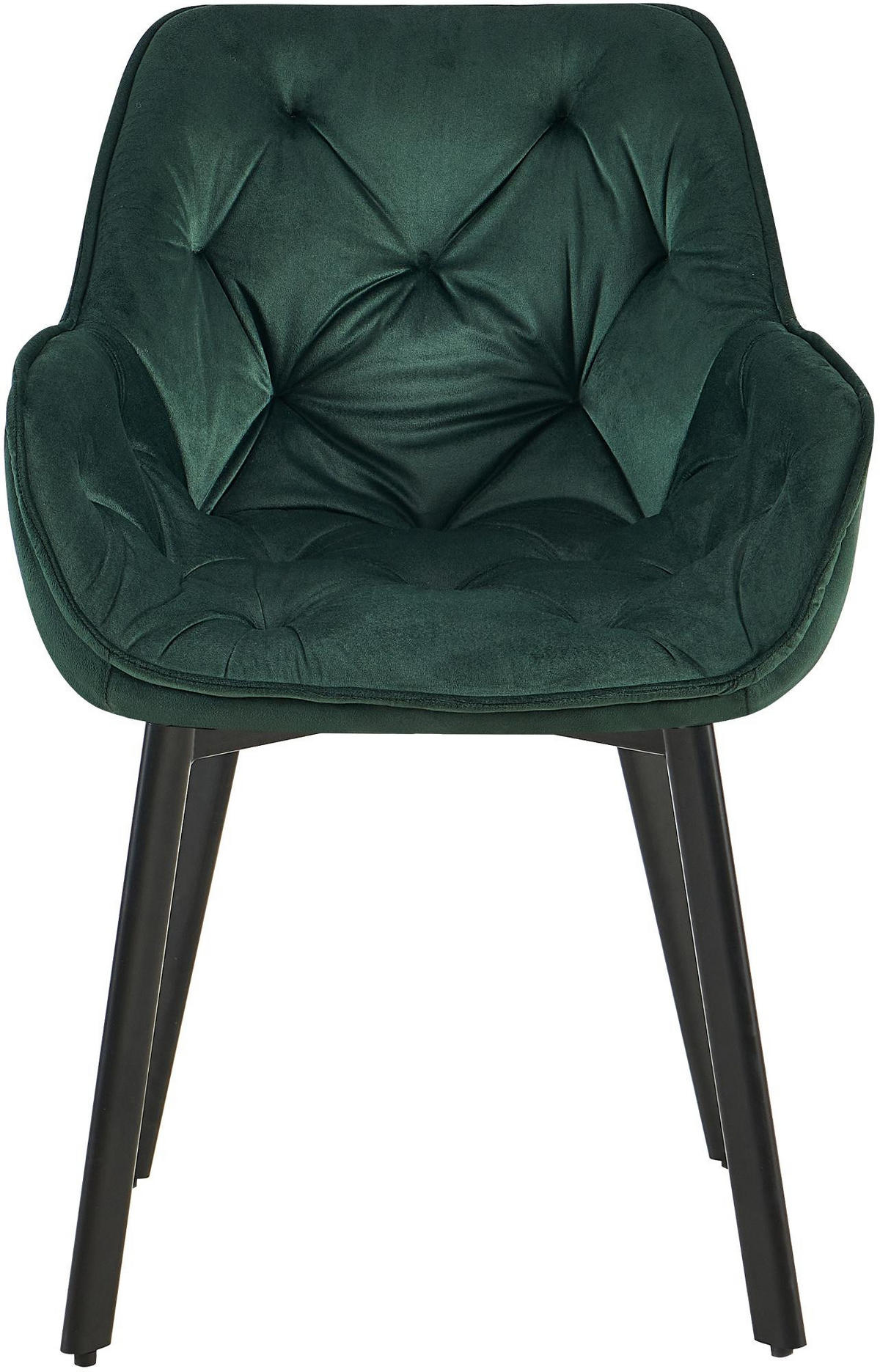 ARMLEHNENSTUHL 2er Set Samt Grün - Schwarz/Grün, Textil/Metall (57/84/62cm) - CLP