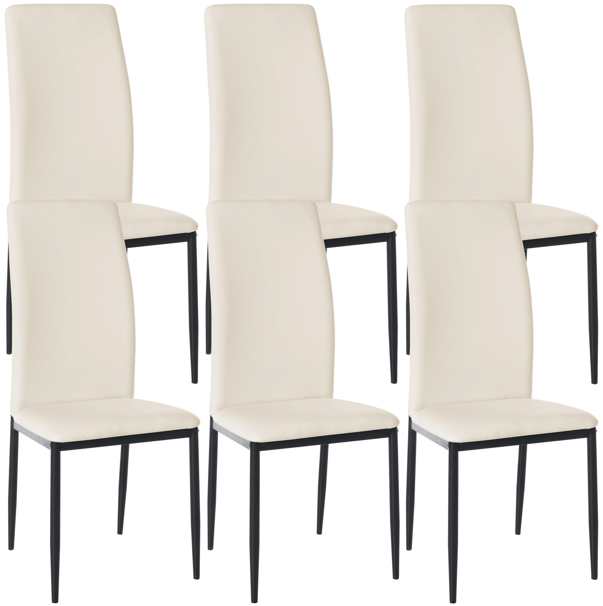 STUHL 6er Set Lederlook creme - Creme, Textil/Metall (41.5/99/40cm) - CLP