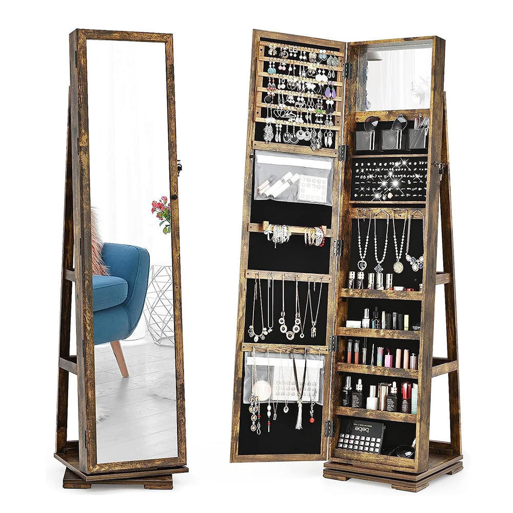 Costway Schmuckschrank Hellbraun 39x161x39 cm