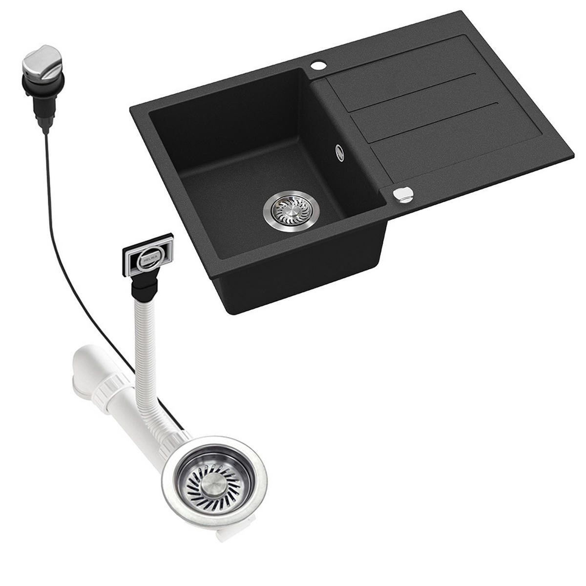 SPÜLBECKEN Kapstadt Schwarz 78 x 50 cm - Schwarz, Keramik (78/20/50cm) - Bergstroem