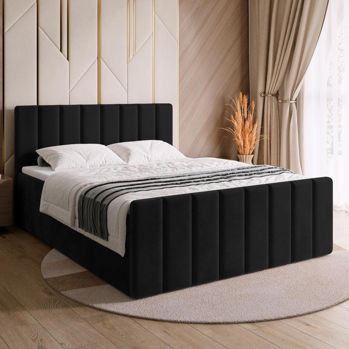 BOXSPRINGBETT Dream Duo mit Topper 140/200 Schwarz - Schwarz, Kunststoff (140/200cm) - Bromarkt