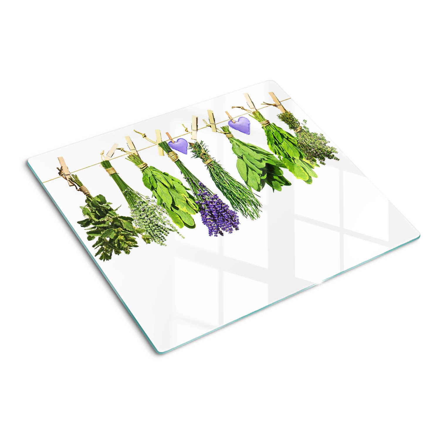GLASPLATTE 60x52 cm Kräuter an einer Schnur - Grün, Glas (60/0.4/52cm) - TULUP