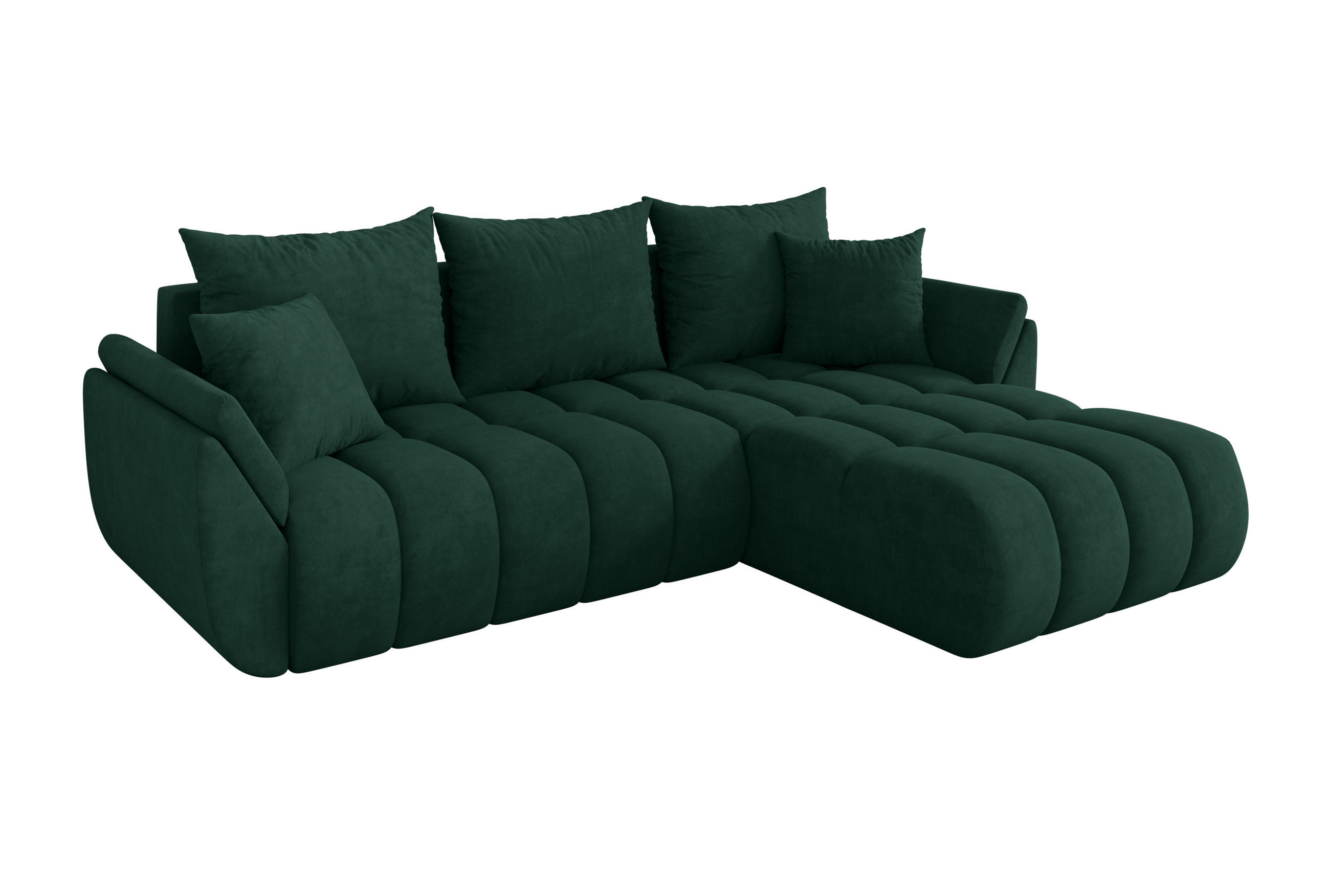 ROHOVÁ SEDAČKA s funkcí spaní, otoman vpravo TOKO-L-v1 277x194x86 zelená velur - černá/zelená barva, kompozitní dřevo/textil (277/194cm) - ALTDECOR