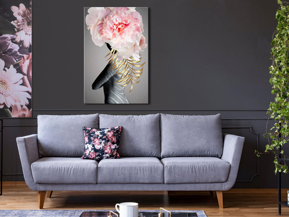 KUNSTDRUCK Grau 40/60 cm - Pink/Grau, Textil (40/60cm) - KUNSTLOFT