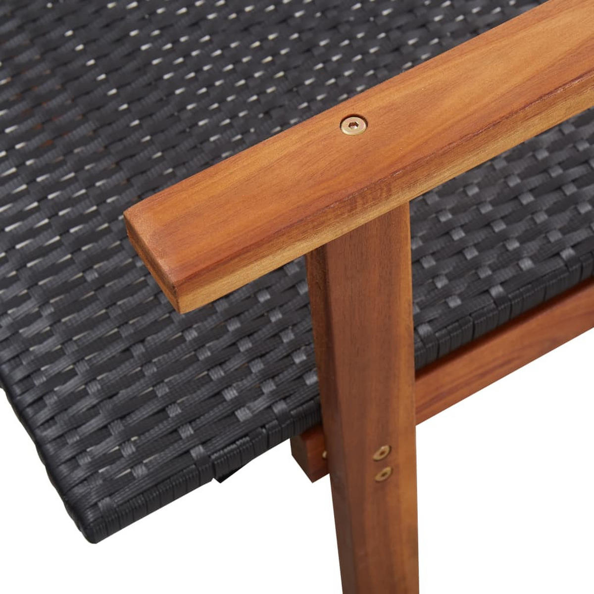 SONNENLIEGE Poly Rattan Und Massivholz Akazie Schwarz - Schwarz, Kunststoff (55/56/200cm) - vidaXL