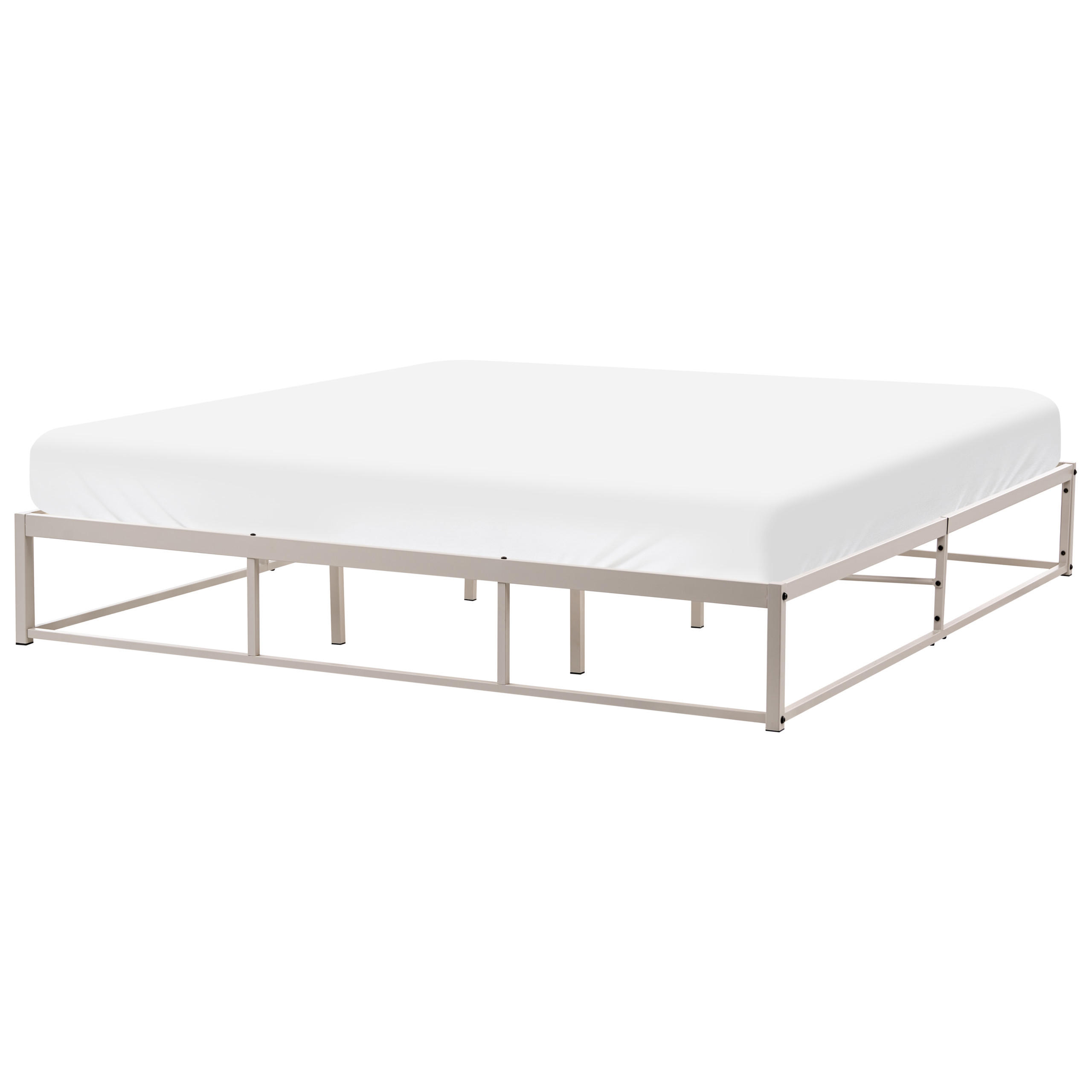BETT ohne Kopfteil 180/200 cm Eisen Hellbeige Viry - Beige, Metall (180/200cm) - Beliani