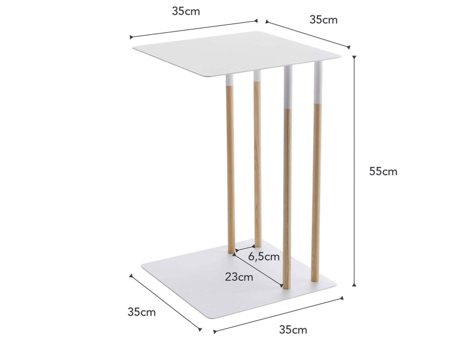 BEISTELLTISCH Plain weiß 35/55/35 cm - Weiß, Holz/Metall (35/35/55cm) - Yamazaki