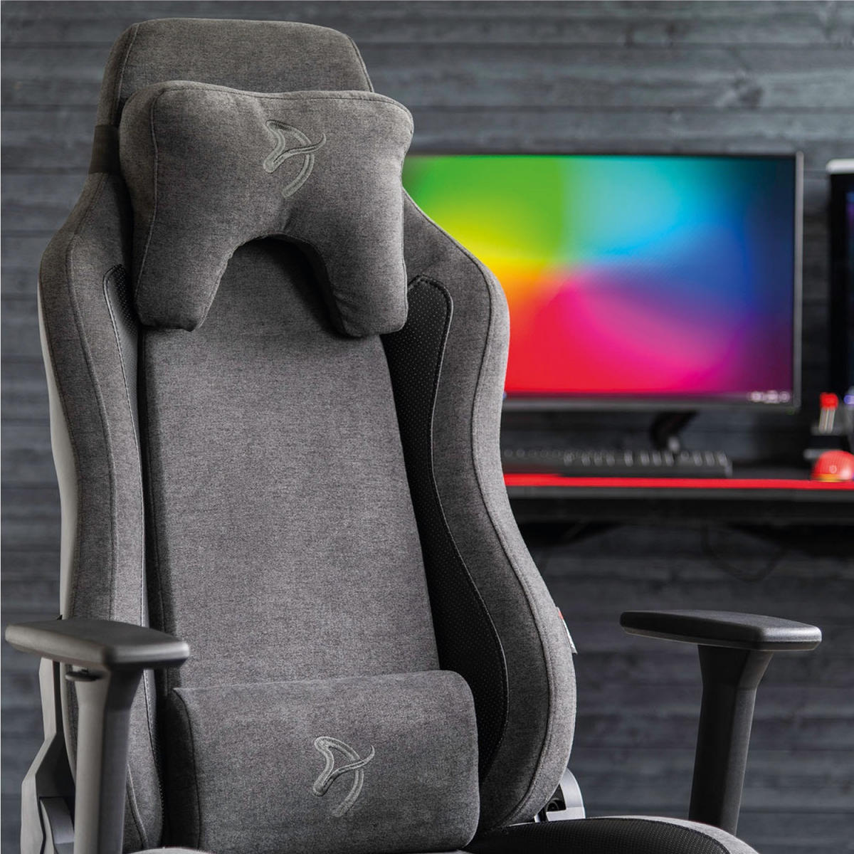 GAMINGSTUHL Vernazza Vento™ Dunkelgrau - Dunkelgrau/Schwarz, Kunststoff/Textil (68/135/50cm) - Arozzi