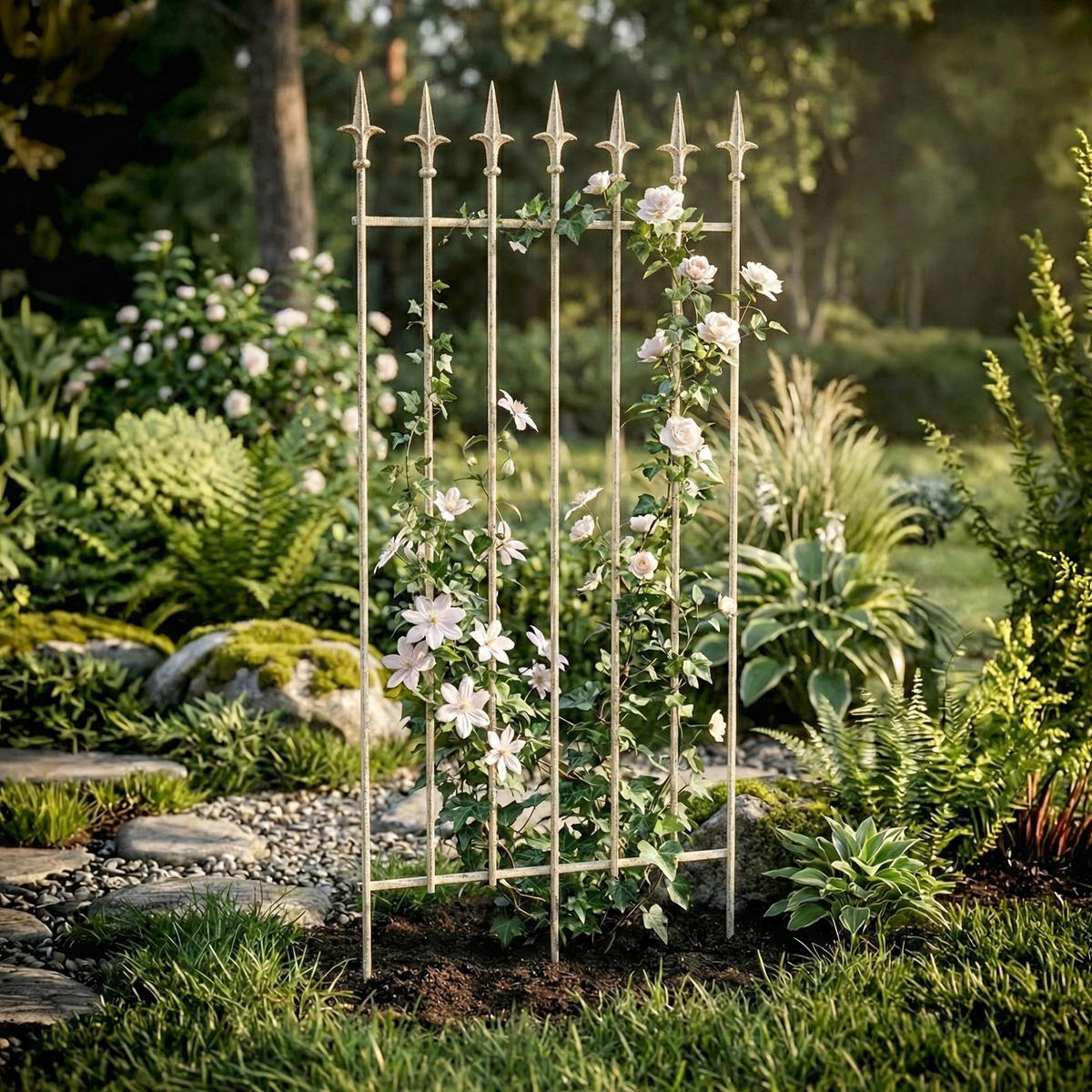 RANKGITTER 2er Set Metall Antik-Creme - Creme, Metall (50/100/0.7cm) - CLP