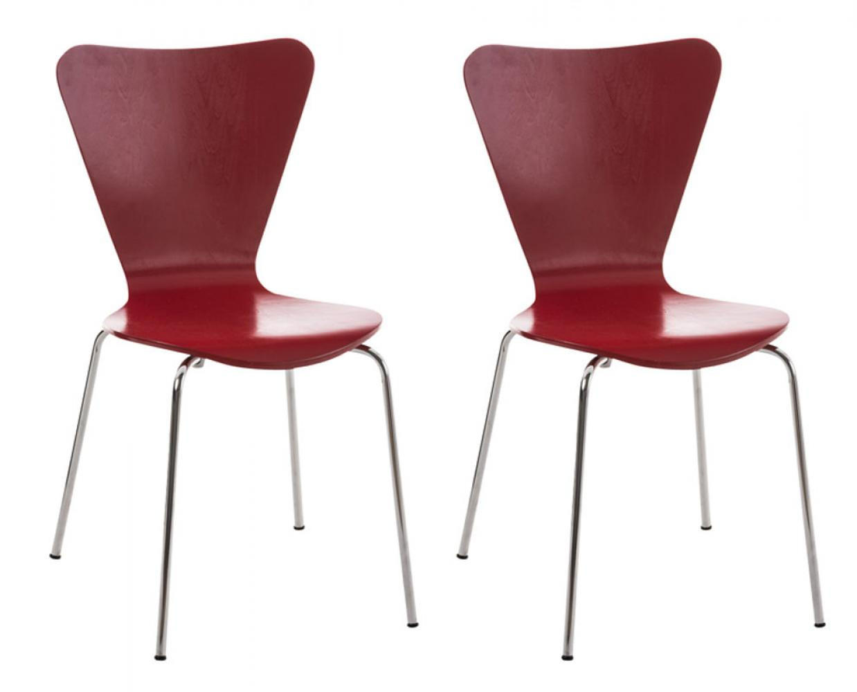 BESUCHERSTUHL 2er Set Holz rot - Rot, Holz/Metall (45/85/49cm) - CLP