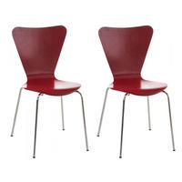 BESUCHERSTUHL 2er Set Holz rot - Rot, Holz/Metall (45/85/49cm) - CLP