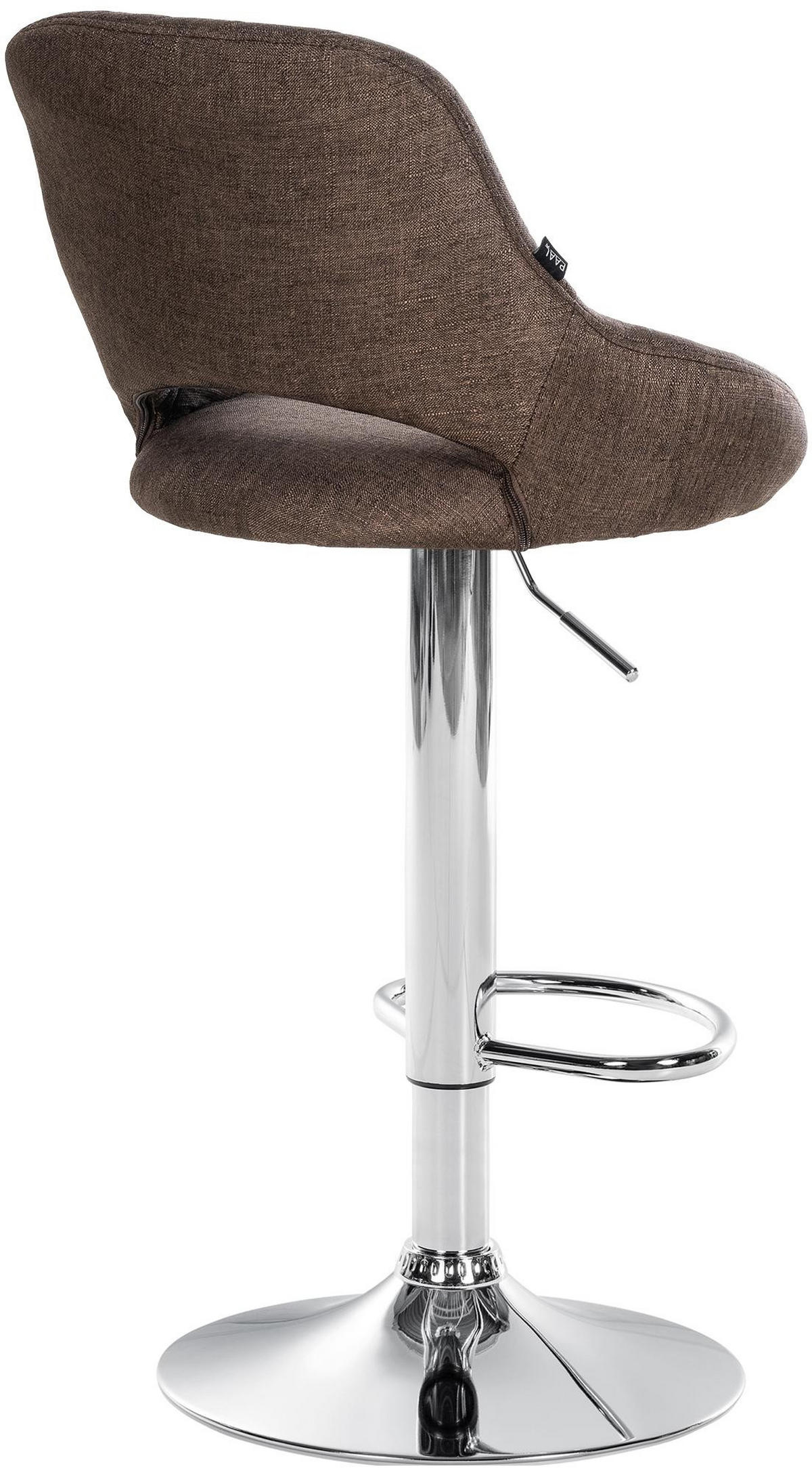 BARHOCKER Stoff braun - Chromfarben/Braun, Textil/Metall (47/85/48cm) - CLP