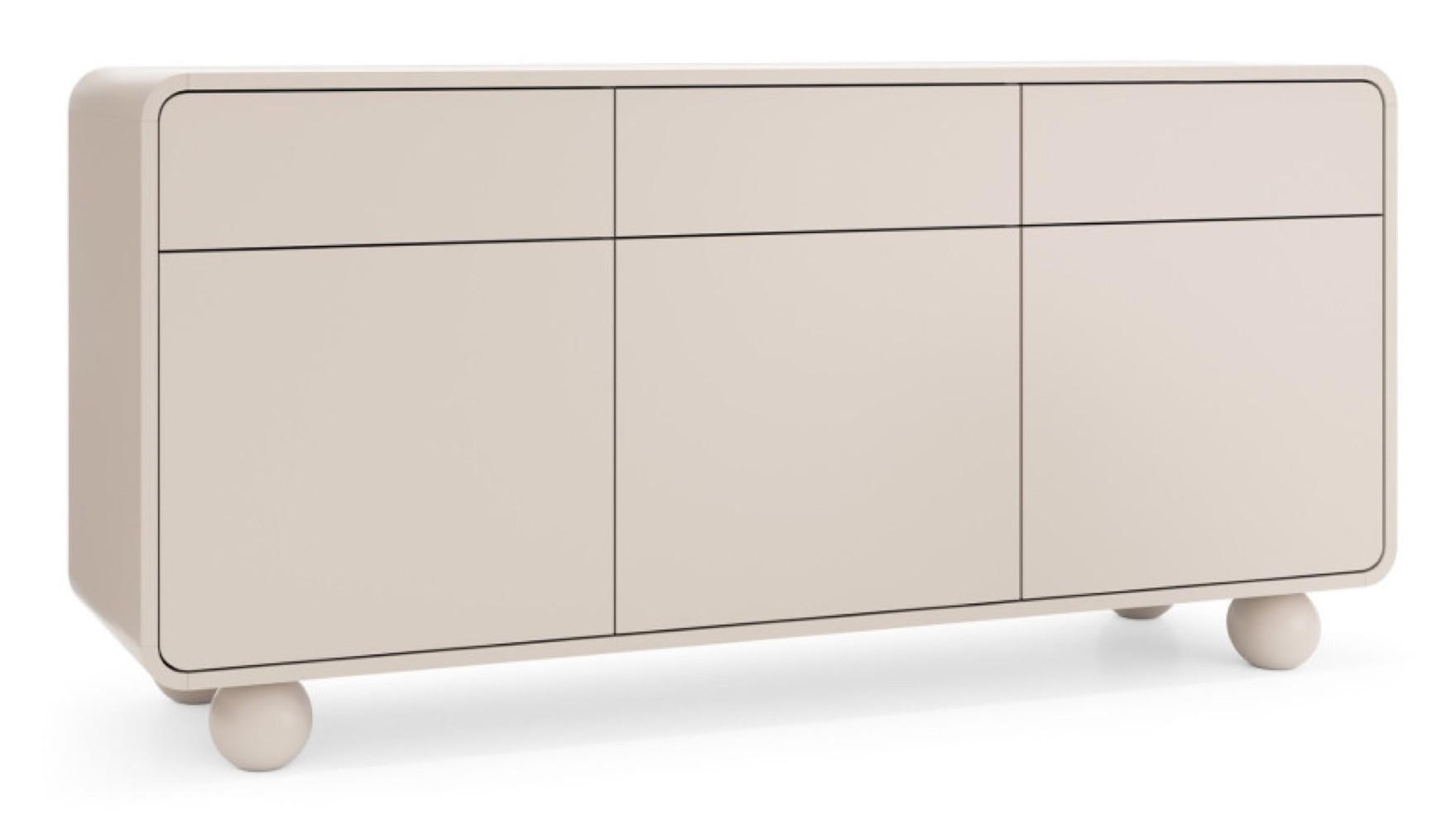 SIDEBOARD Kaschmir ALBI Auf Rundem Gestell 160 cm Mit Regalen - Ecru, Holzwerkstoff (160/75/39cm) - Sepro Meble