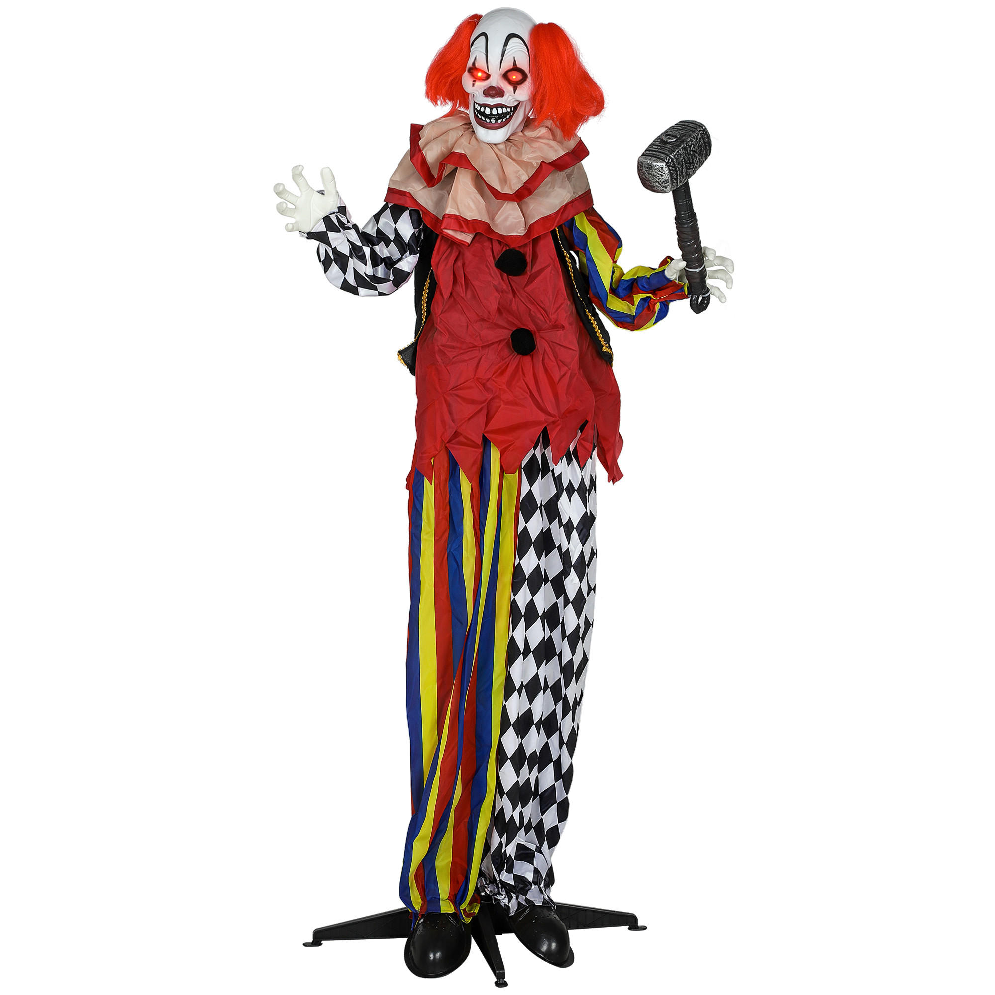 Outsunny HALLOWEENSKÁ dekorace klaun 173 cm se svítícíma očima, ovládaná hlasem