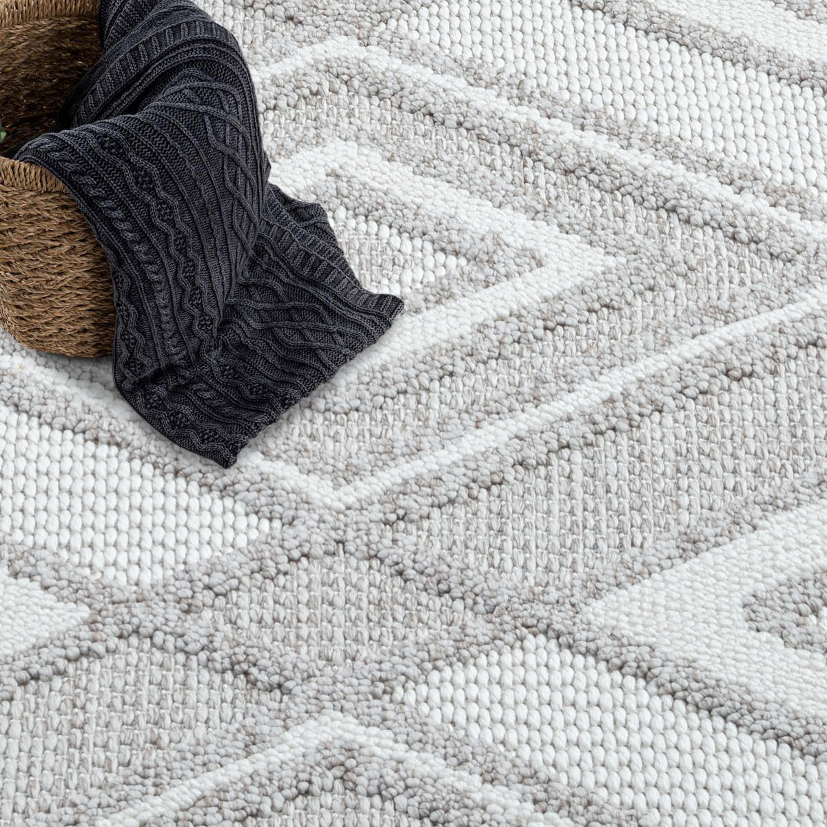 KURZFLOR-TEPPICH Lindo 8875 Beige 200x200 cm Rund - Beige/Grau, Textil (200/200cm) - carpet city
