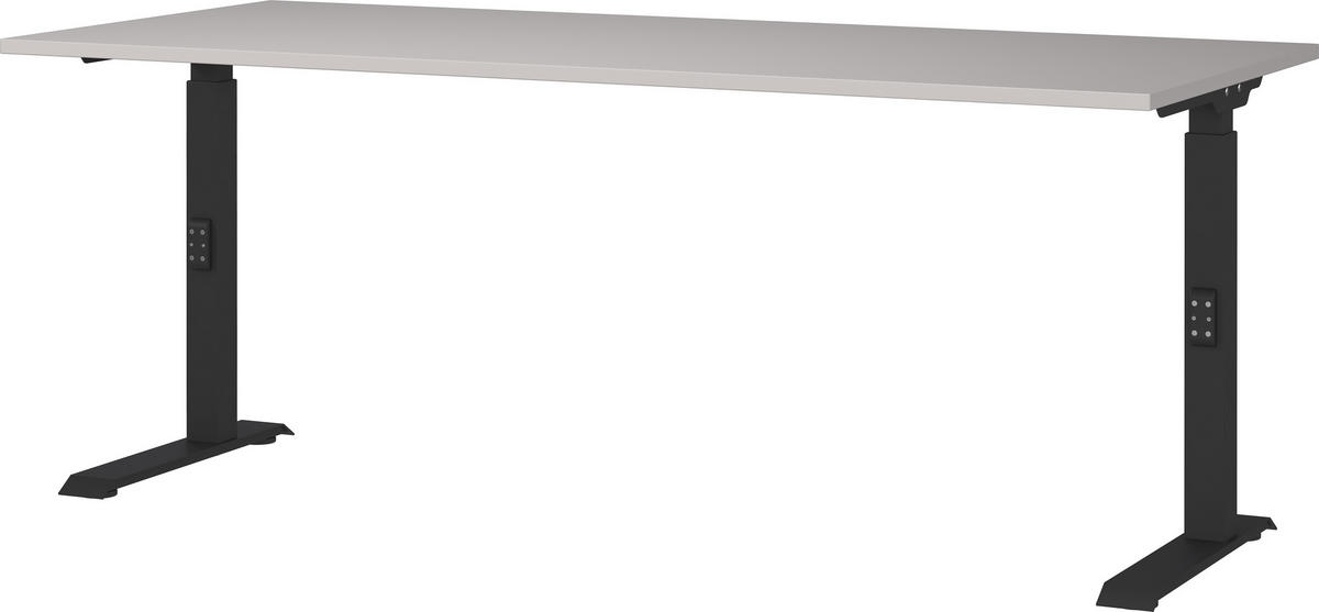 SCHREIBTISCH höheneinstellbar "Stuttgart" 68-91cm Kaschmir/Schwarz 180x80cm, C-Fuß - Beige, Holzwerkstoff/Metall (80/180/91cm) - KADIMA DESIGN