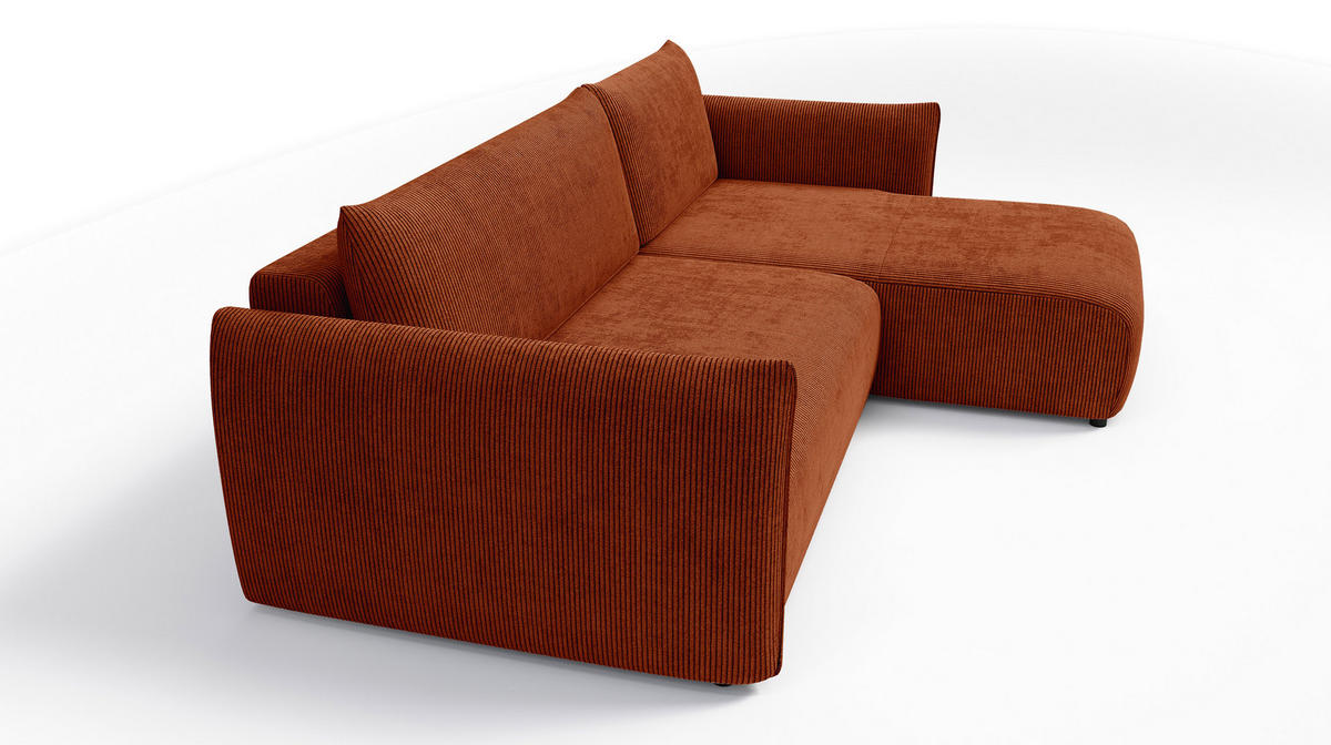 ECKSOFA TAUER 3-Sitzer links, orange - Schwarz/Orange, Holz/Textil (248/173cm) - Courtois Laville