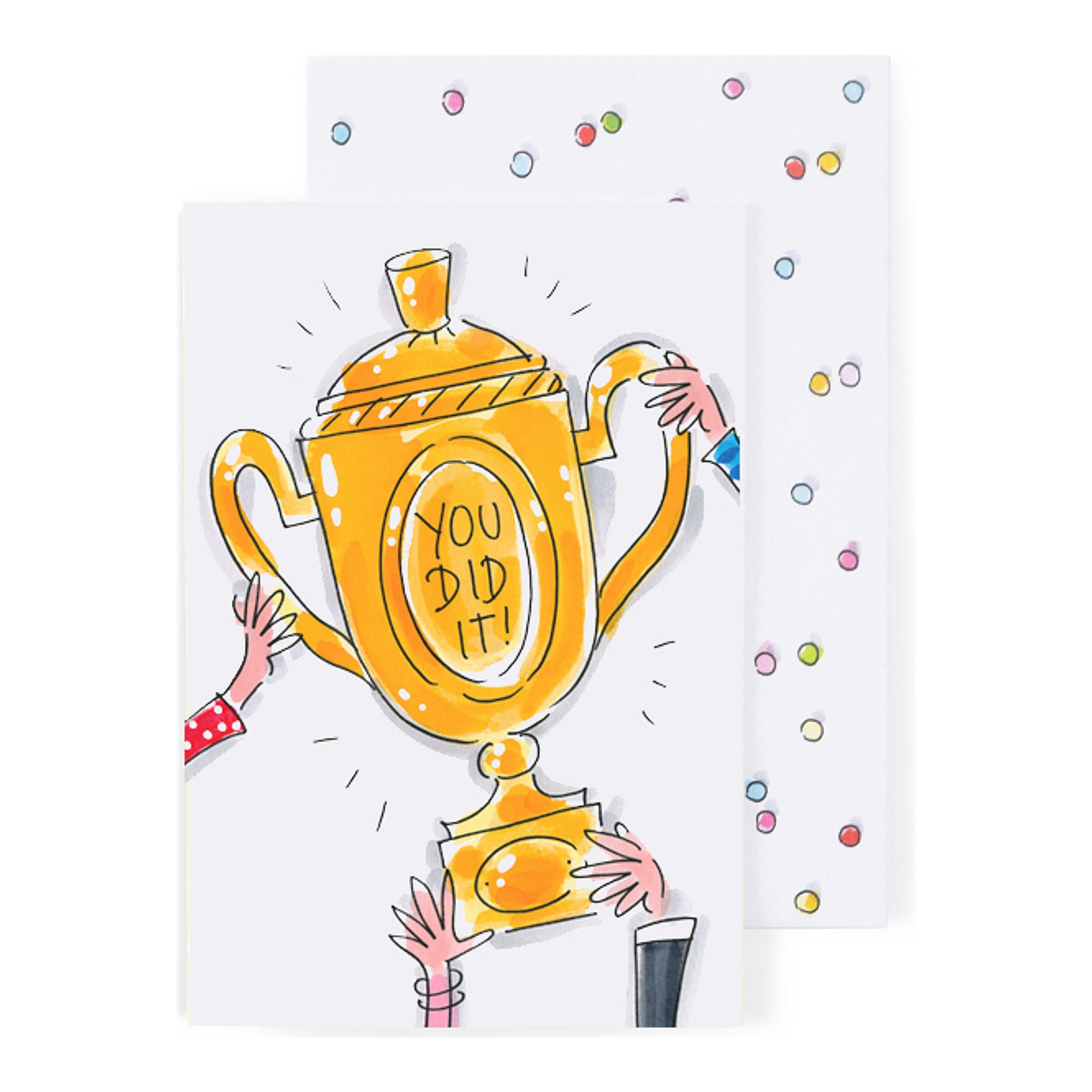 GRUSSKARTE Du hast es geschafft - Siegerpokal in Bunt - 17 x 11,5cm - Multicolor, Papier (11.5/0.2cm) - Blond Amsterdam