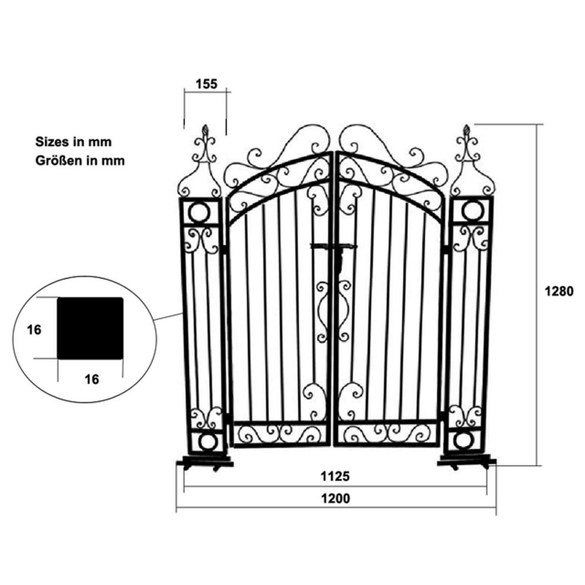 PFORTE Rom Stahl Rostfarben 127,3x25,3x119,6cm - Rostfarben, Metall (25.3/127.3/119.6cm) - DELUKE