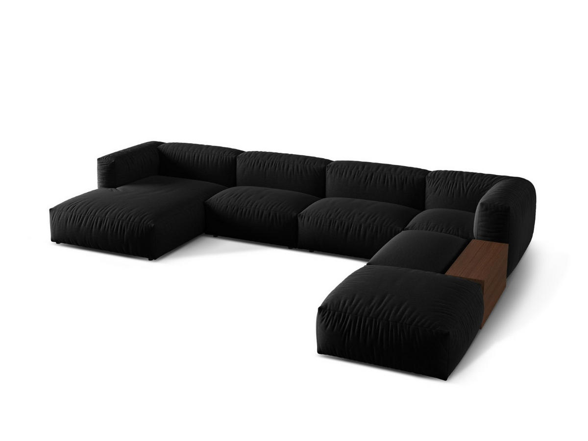 PANORAMASOFA modular rechts Martina aus strukturiertem Stoff schwarz 5 Sitzplätze - Schwarz, Textil (406/75/280cm) - Micadoni