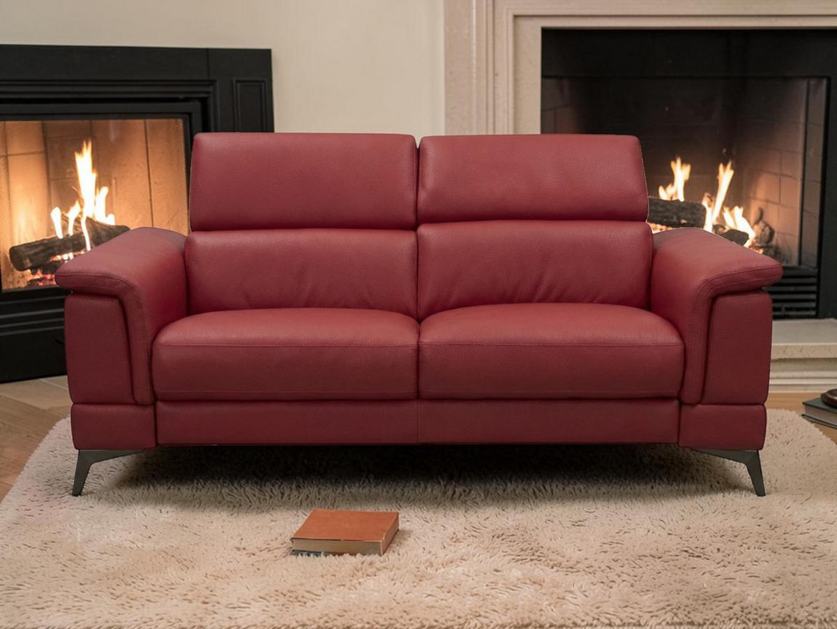3-SITZER Sofa Planet Echtleder Rot - Rot, Leder/Metall (200/80/110cm)