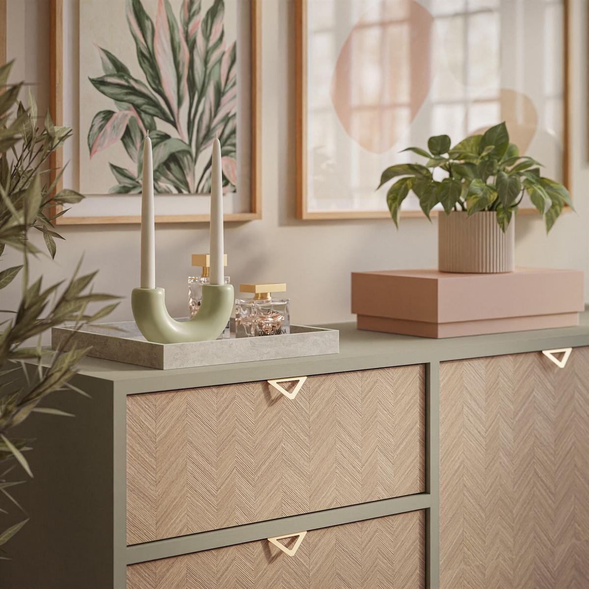 KOMMODE ALOE KSZ158 mit Schubladen Eukalyptus - Eukalyptusholzfarben, Holzwerkstoff (158/80/38cm) - Lookway
