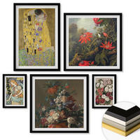 WANDBILDER 5er-Set - 50x50 cm & 20x30 cm & 40x60 cm Schwarzer Rahmen - Blumen des Baumes (Gemälde von Klimt) - Schwarz, Kunststoff (40/60cm) - ArtPrintCave