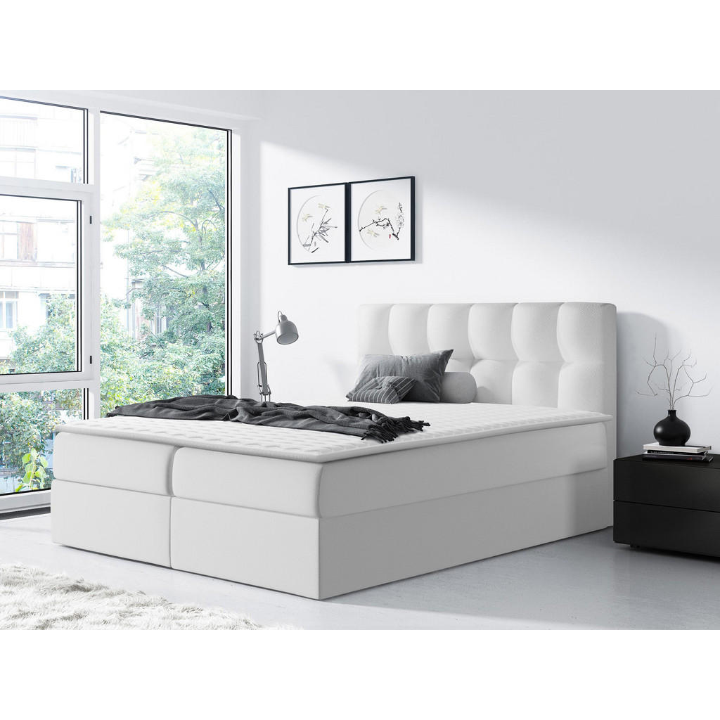 Thumbnail - Mirjan24 Boxbett, Weiß, Textil, H3, Höhe ca. 19 cm, Rechteckig, 160x200 cm, Schlafzimmer, Betten, Boxspringbetten
