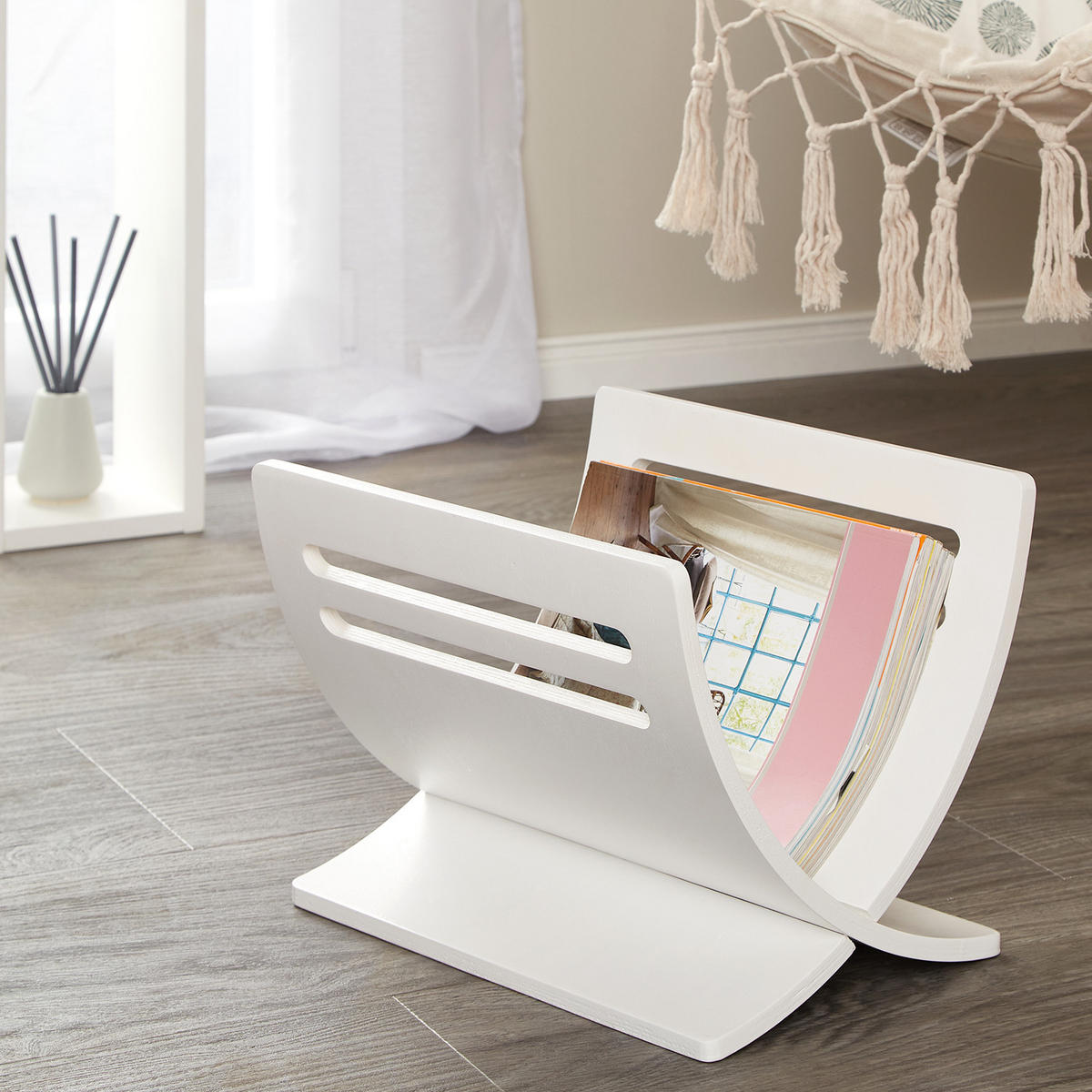 ZEITUNGSSTÄNDER Holz Weiß - Weiß, Holz (30/29/36cm) - Homestyle4u