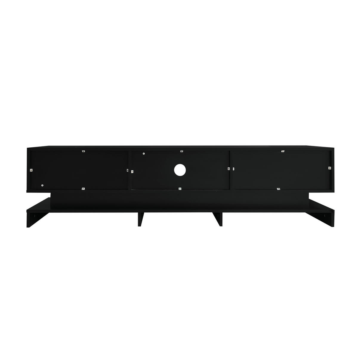 LOWBOARD DE-40478 2 Schubladen mit LED und Hochglanz Schwarz - Schwarz, Holzwerkstoff (160/40/35cm) - ComfortXL