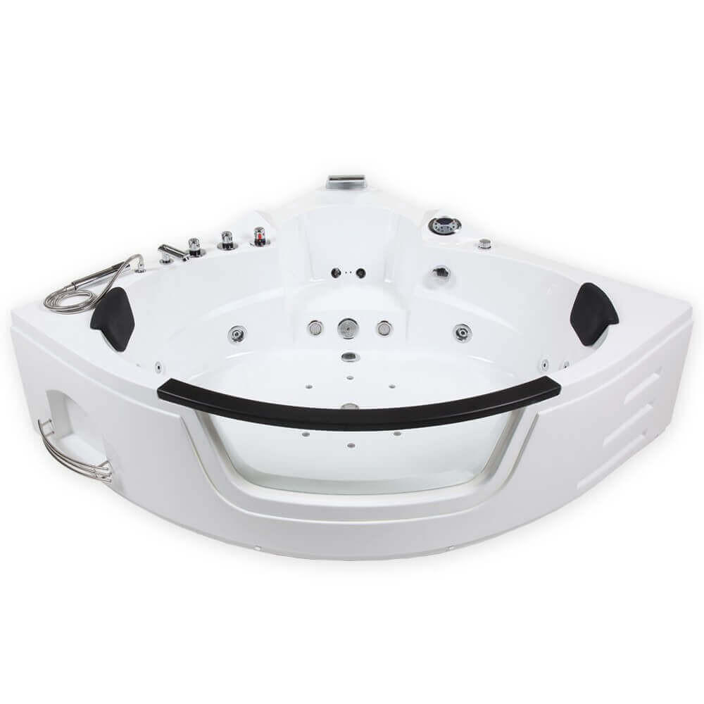 WHIRLPOOL Badewanne mit Lichttherapie LAGUNA L - 157 x 157 cm - Weiß, Keramik (157/65/157cm) - Home Deluxe