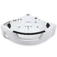 WHIRLPOOL Badewanne mit Lichttherapie LAGUNA L - 157 x 157 cm - Weiß, Keramik (157/65/157cm) - Home Deluxe