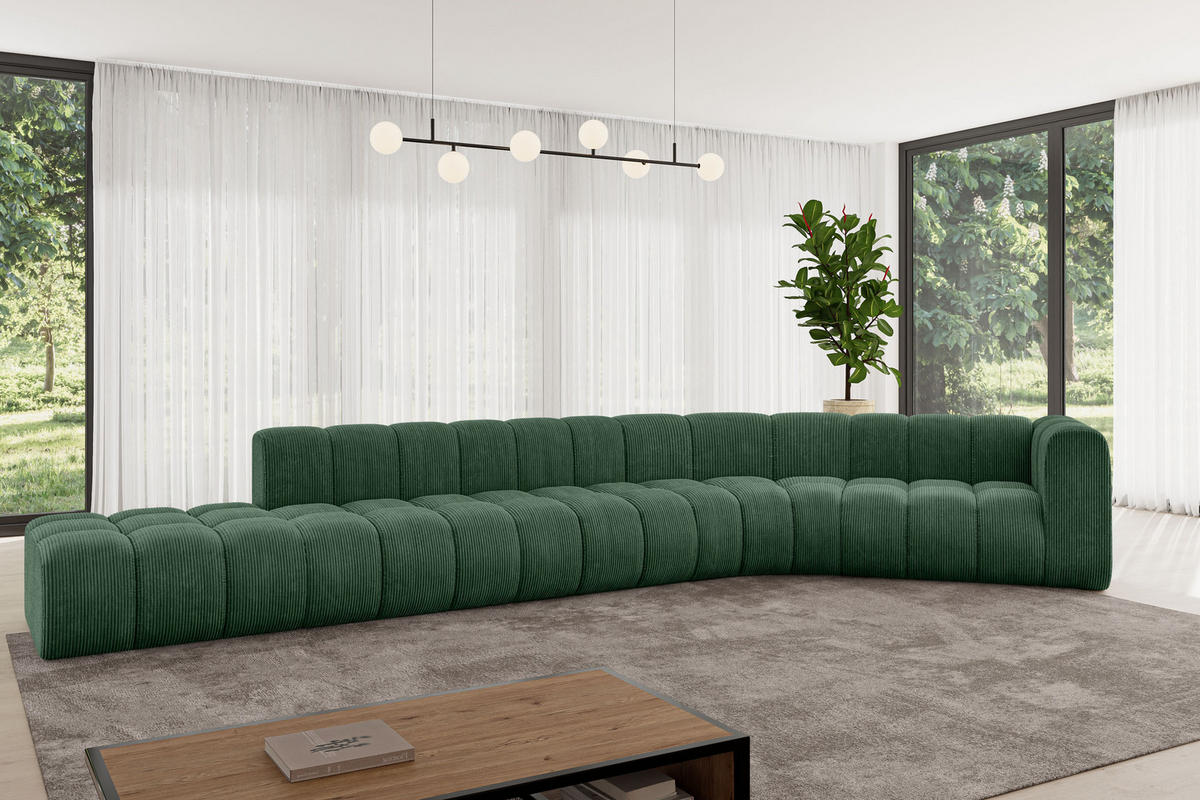 ECKSOFA modulares Sofa Tilmo-L2 - 490x194x70 cm Grün - Grün, Holzwerkstoff/Textil (490/194cm) - ALTDECOR