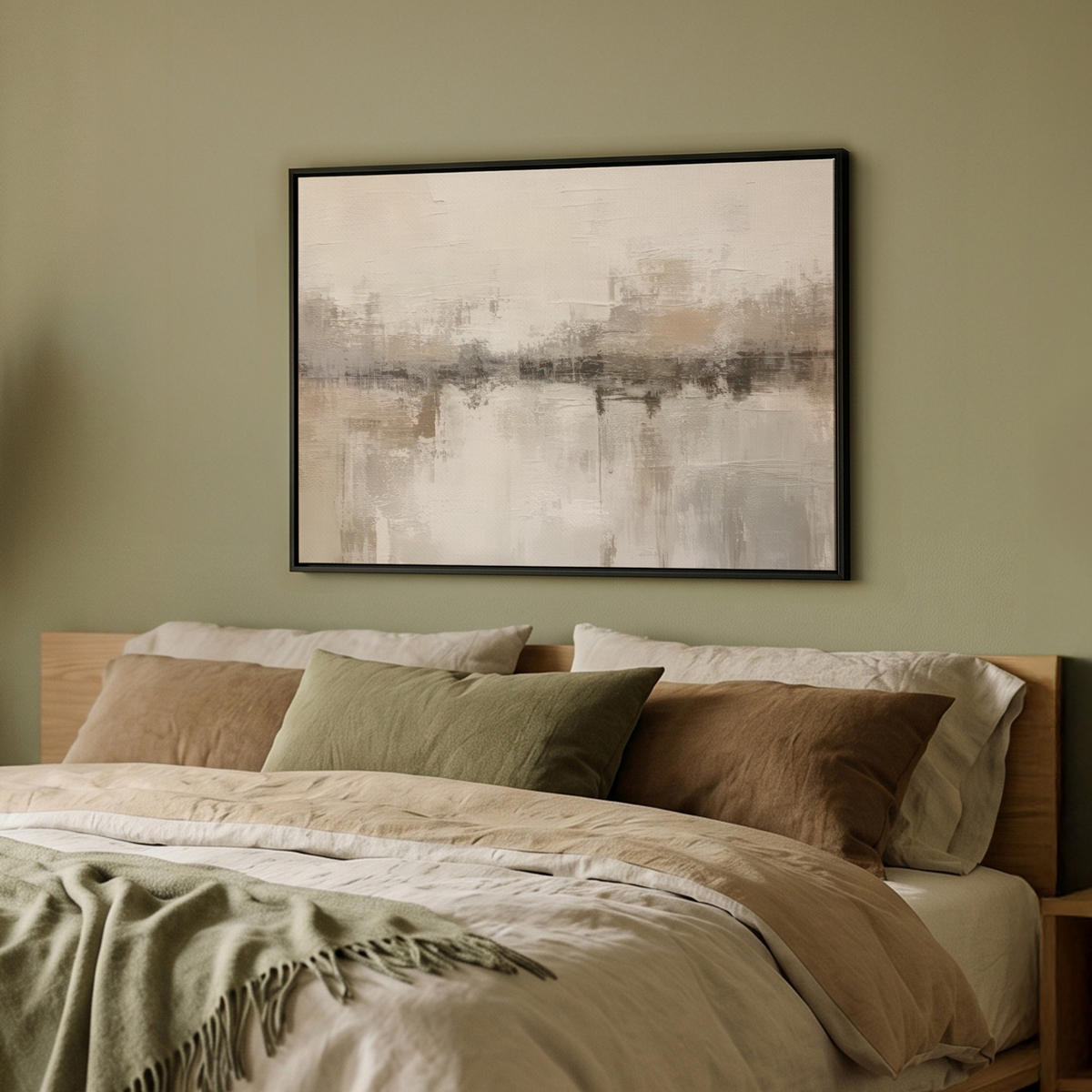 LEINWAND Bilder mit Rahmen - Moderne Kunst - Abstrakt - Beige - 70x50 - Beige, Textil (70/50cm) - MuchoWow